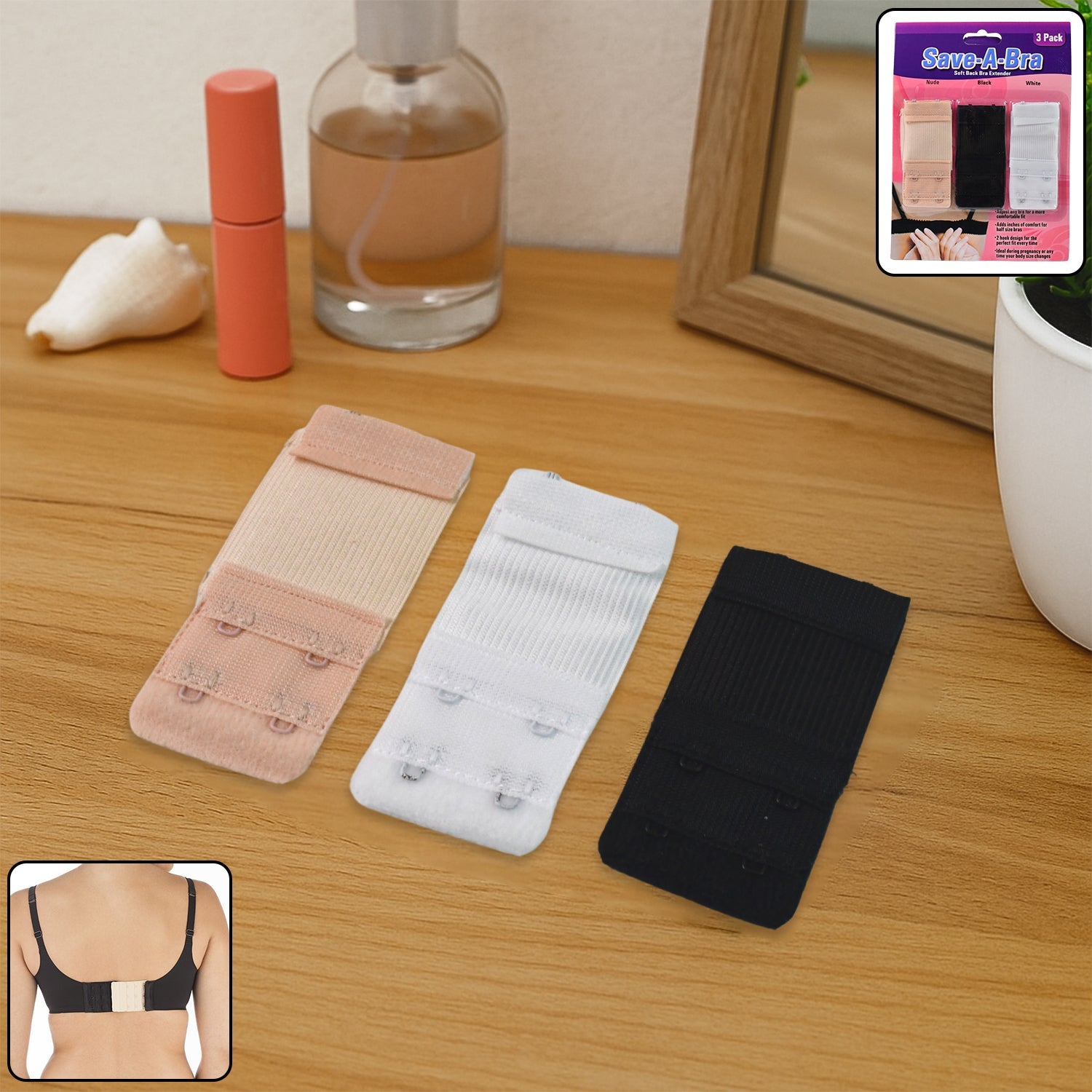 Adjustable 3-Piece Bra Extender Set with 2-Hook Adjustable 3-Piece Bra Extender Set with 2-Hook